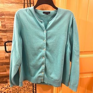 Lands End Cardigan 2x Teal in Color